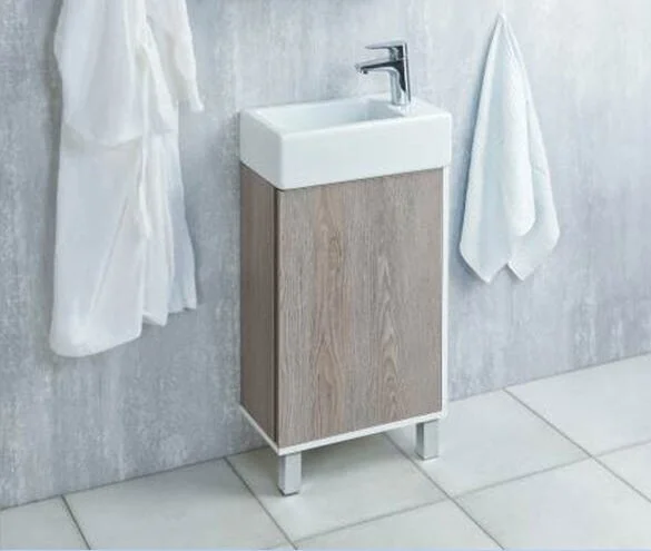 Тумба под раковину напольная Акватон Эмма 45 см белый/дуб наварра 1A221601EAD80 (детальная фотография)