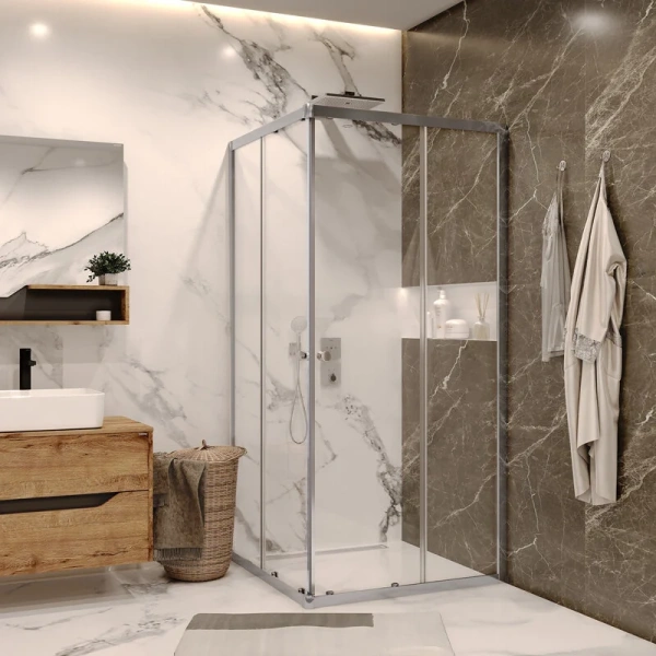 Душевой уголок Grossman Solis 80x80 см двери раздвижные GR-8080So (детальная фотография), современные, hi-tech