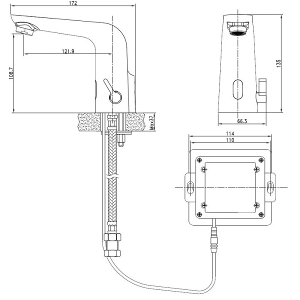 Смеситель для раковины Cersanit Sense сенсорный 63106 (детальная фотография), для раковины