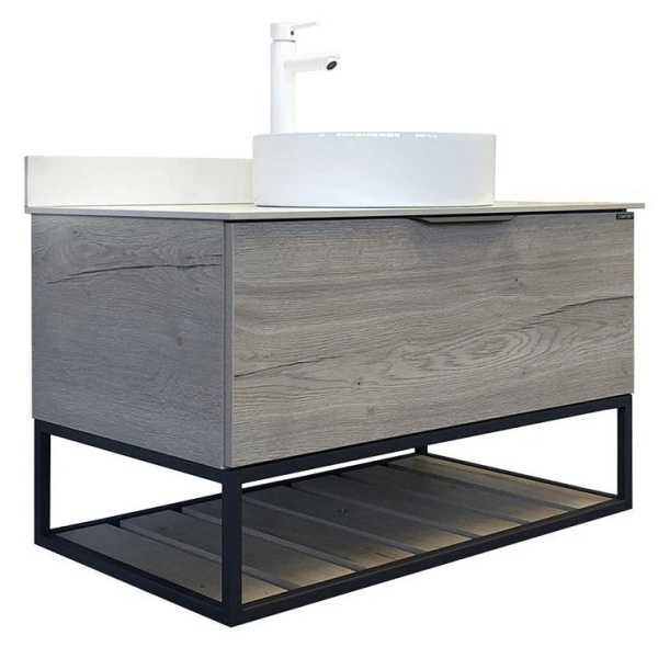 Тумба с раковиной подвесная Comforty Порто 75 см дуб дымчатый 00-00009321CF (детальная фотография)