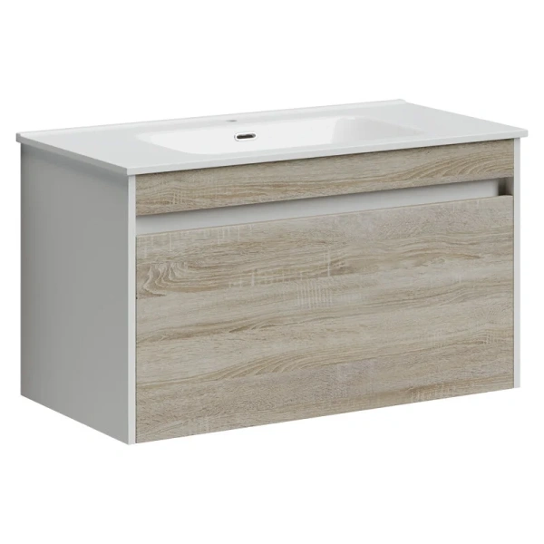 Тумба с раковиной подвесная Sancos Smart SM90E 90 см с ящиками (детальная фотография)