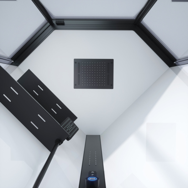 Душевая кабина Black&White Galaxy G8035 90x90 см с гидромассажем 8035000 (детальная фотография), со стеклянными задними стенками