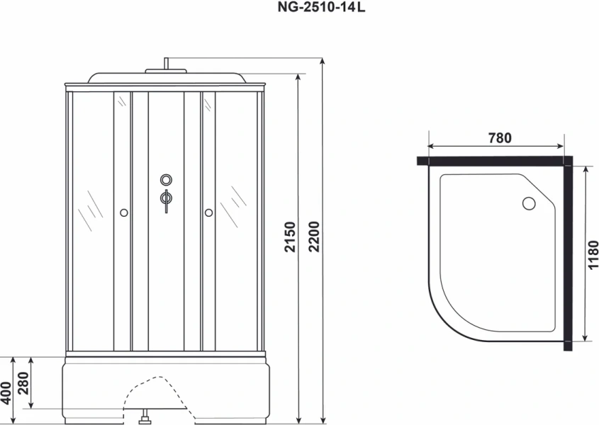 Душевая кабина Niagara Classic NG-2510-14 120x80 см высокий поддон (детальная фотография), другие