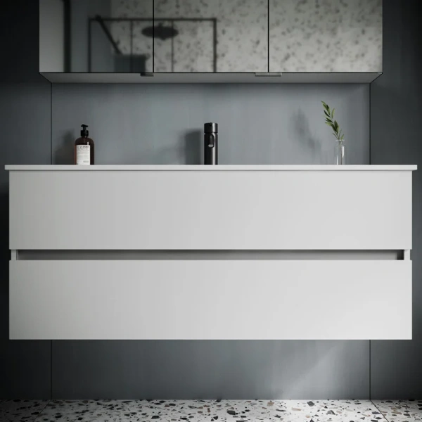 Тумба под раковину подвесная Sancos Urban 120 см белый глянец UR120-1W (детальная фотография), современная, hi-tech