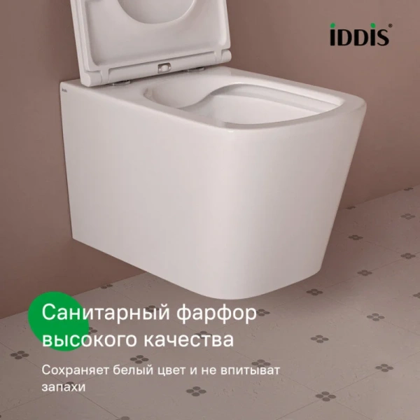 Унитаз подвесной IDDIS Bild белый BILRNSEi25 (детальная фотография), фарфор, керамика
