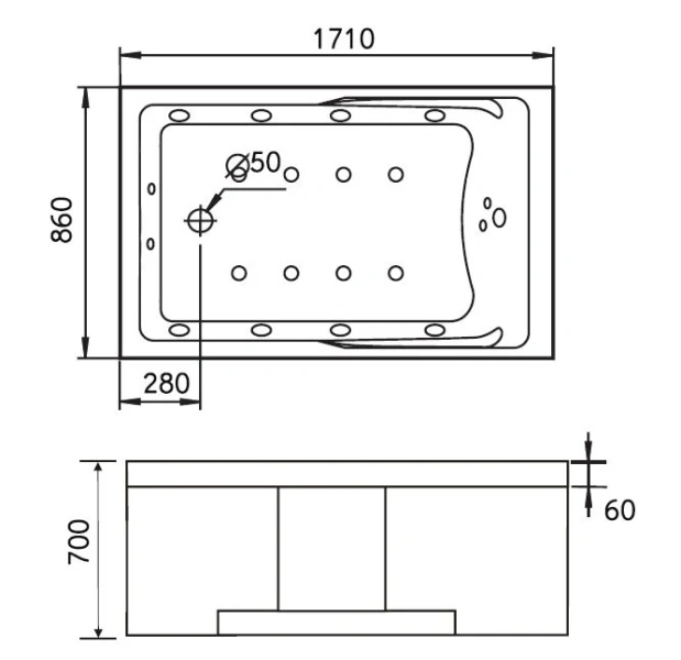 Акриловая ванна правосторонняя Gemy G9066 II K R (детальная фотография), 170 см index_1