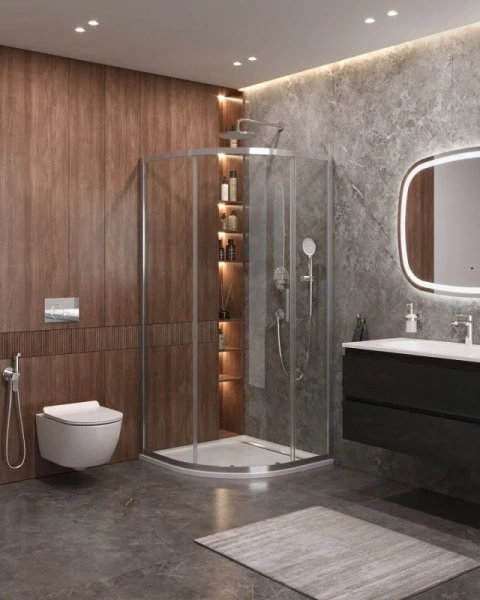 Душевой уголок Cezares Molveno 90х90 см стекло прозрачное профиль хром MOLVENO-R-1-90-C-Cr-IV (детальная фотография)