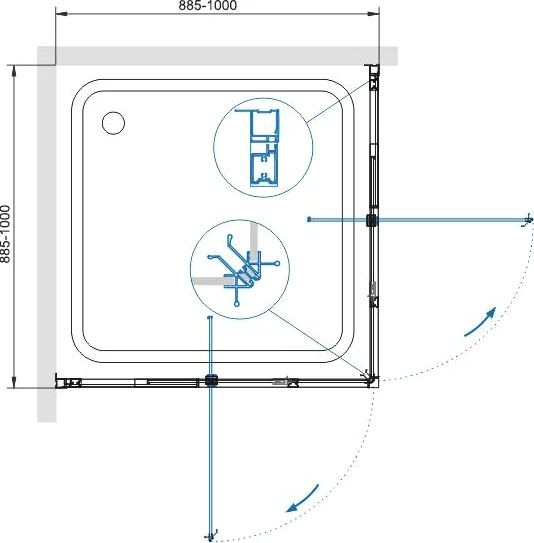 Душевой уголок RGW Passage PA-38 90х90 см стекло прозрачное 06083899-11 (детальная фотография), хром