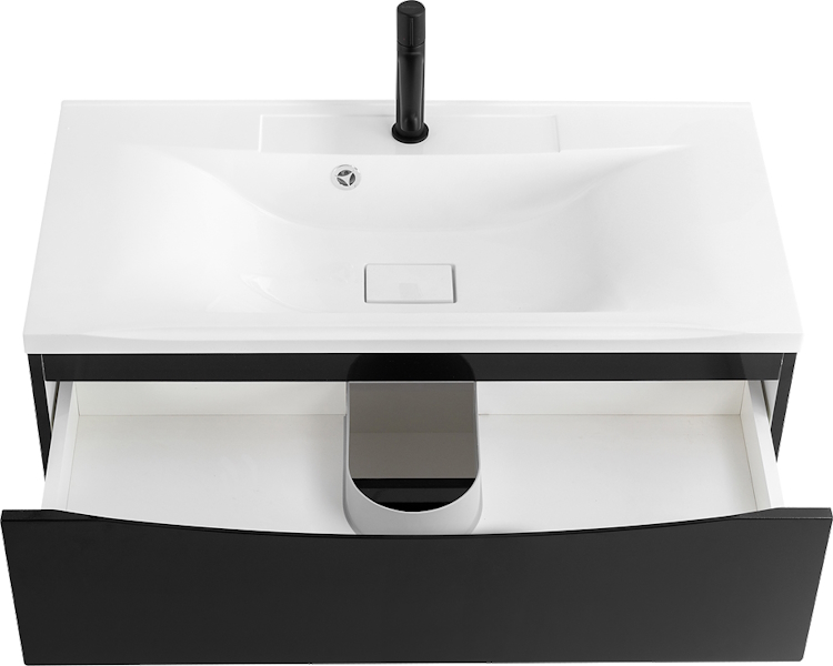 Тумба под раковину подвесная BelBagno Marino 100 см nero lucido MARINO-1000-2C-SO-NL-P (детальная фотография), моноблок