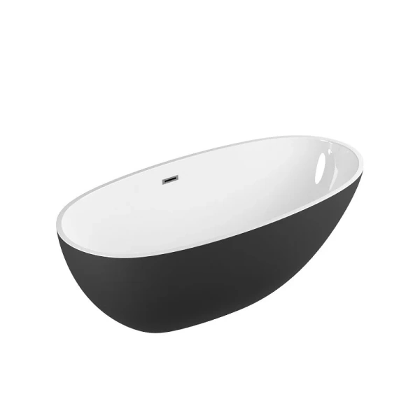 Ванна акриловая Grossman Fly, GR-1104MB, 170 x 75 см, отдельностоящая, внутри белая, снаружи черная матовая (детальная фотография)