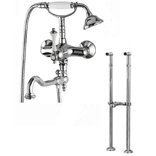 Смеситель для ванны Cezares Margot хром, ручка белая - фото 1