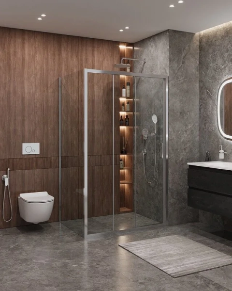 Душевой уголок Cezares Molveno 120х80 см стекло прозрачное профиль хром MOLVENO-AHF-31-120/80-C-CR-IV (детальная фотография), современные, hi-tech