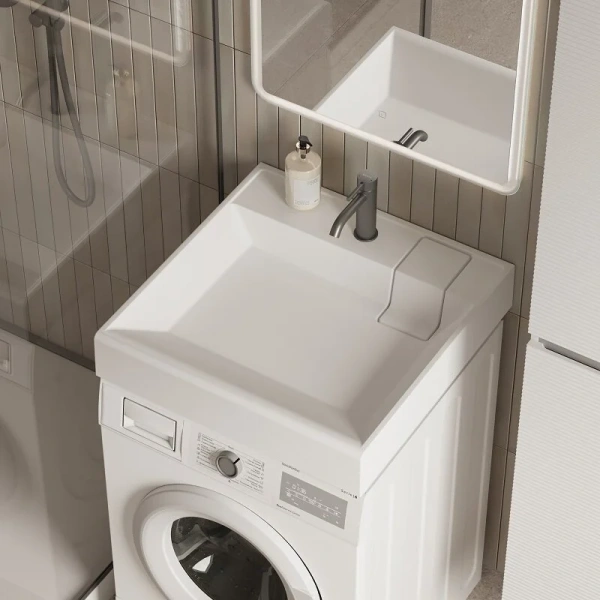 Раковина над стиральной машиной Ceramica Nova Quattro 60 см белая CN0101 (детальная фотография), над стиральной машиной