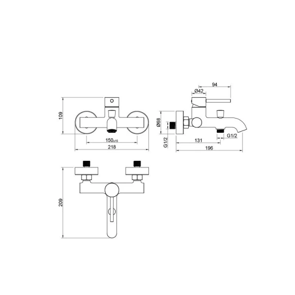 Душевой комплект Акватек Европа черный матовый AQ1330MB (детальная фотография), черные