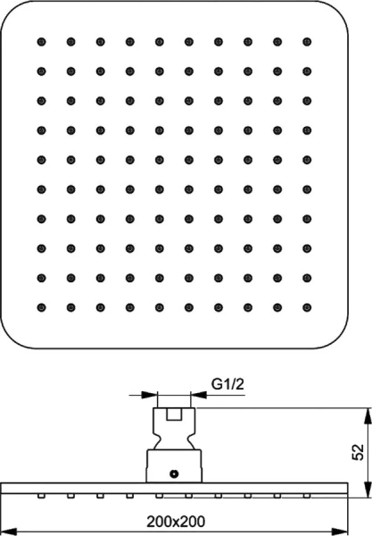 Верхний душ Ideal Standard IdealRain Cube хром B0024AA (детальная фотография), верхние души