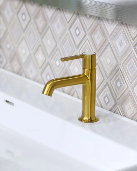 Смеситель для раковины Cezares Eco брашированное золото ECO-LS-BORO-W0 (детальная фотография), современные, hi-tech