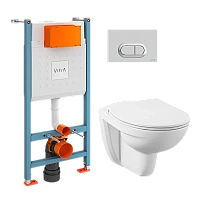 Унитаз с инсталляцией VitrA S10 кнопка хром