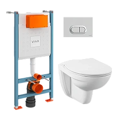 Унитаз с инсталляцией VitrA S10 кнопка хром
