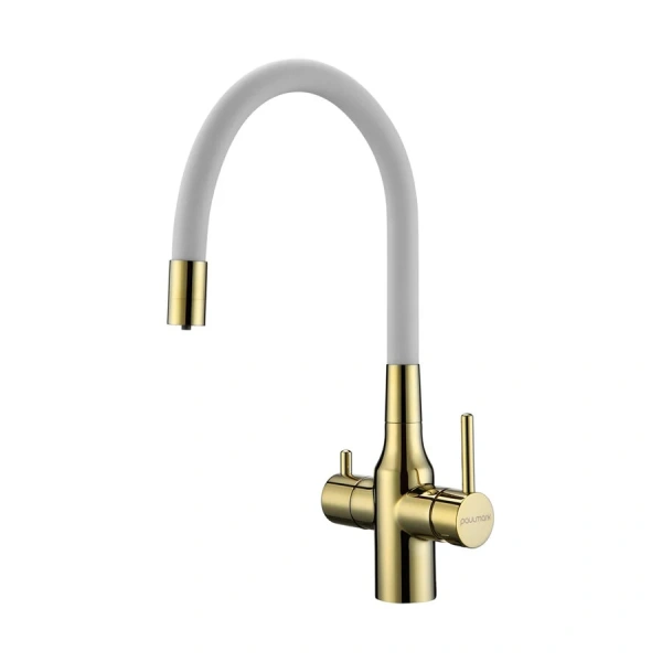 Смеситель для кухни Paulmark Salix золото/белый Sa213419-Gw (детальная фотография)