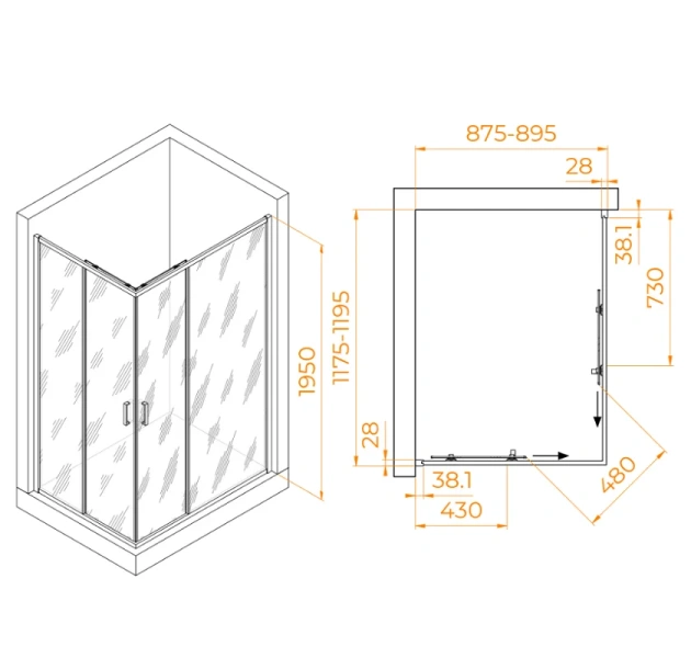 Душевой уголок RGW Passage PA-246 120х90 см профиль хром 030824692-11 (детальная фотография), прямоугольные