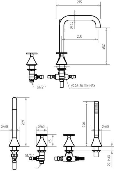 Смеситель для ванны Migliore Sirius золото 28172 (детальная фотография), золото