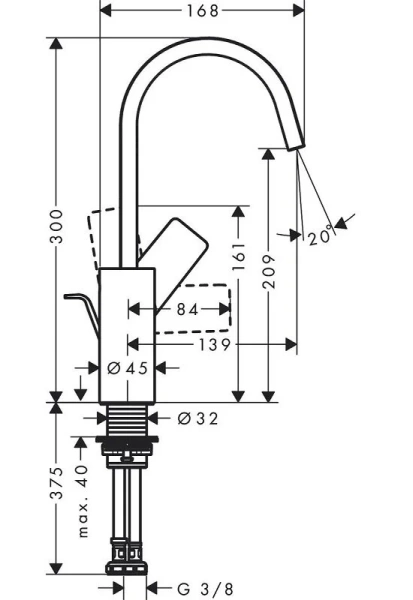 Смеситель для раковины Hansgrohe Vivenis 75030 с донным клапаном (детальная фотография), для раковины
