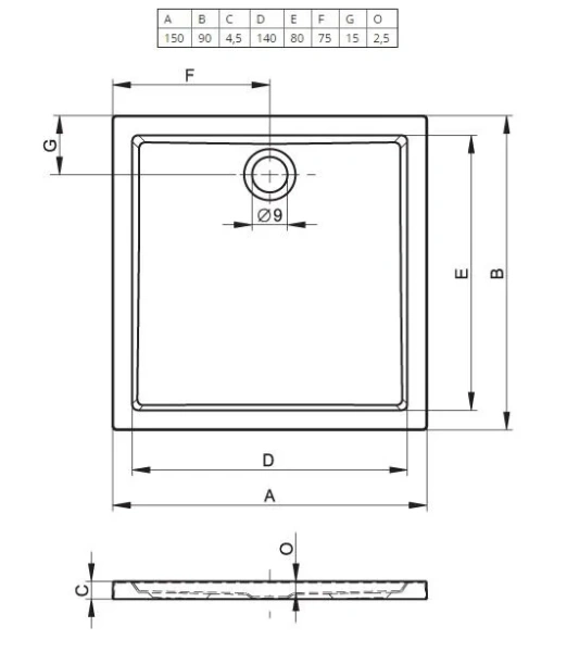 Душевой поддон акриловый Riho Zurich 264 150x90 см (детальная фотография), низкие до 15 см
