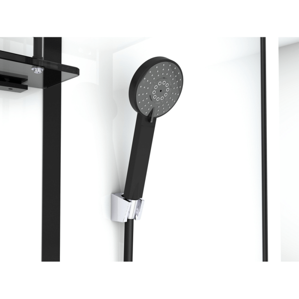 Душевая кабина Black&White Galaxy G8002 90x90 см профиль черный матовый 8002900 (детальная фотография), со стеклянными задними стенками