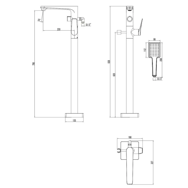 Смеситель для ванны Lemark Bronx графит LM3744GM (детальная фотография), для ванны