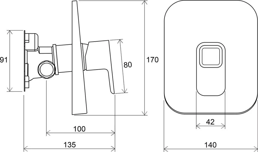 Смеситель скрытого монтажа Ravak 10° TD 066.00 X070071 (детальная фотография), скрытого монтажа, встраиваемые в стену