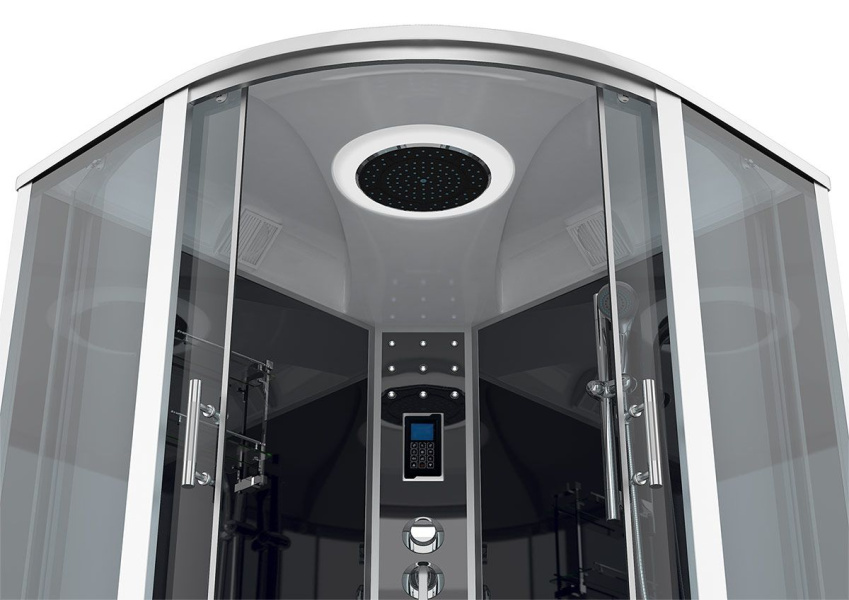 Душевой бокс, задние стенки зеркальные, стекло тонированное, Erlit Comfort ER 4335T-C2 ER4335T-C2 (детальная фотография), с раздвижными дверьми