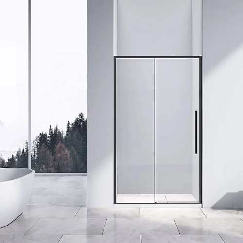 Душевая дверь в нишу Vincea Slim-N 140 см профиль черный - фото 2