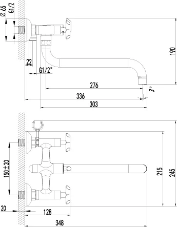 Смеситель, хром Lemark Practica LM7551C (детальная фотография), для ванны
