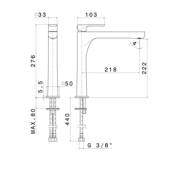Смеситель для раковины Kerama Marazzi Ole хром 69415KM.21.018 (детальная фотография), для раковины