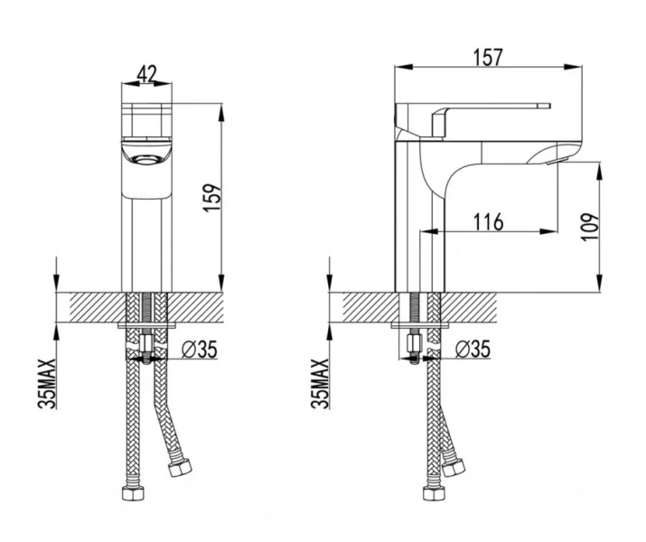 Смеситель для раковины IDDIS Slide однорычажный (детальная фотография), для раковины