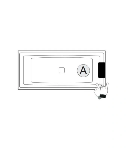 Акриловая ванна Riho Still Square B100003005/B100004005, 170 x 75 см, место под подголовник с LED-подсветкой справа/слева, цвет белый (детальная фотография), без гидромассажа