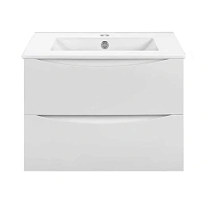 Тумба под раковину подвесная Vincea Mia Slim 70 см белый глянец