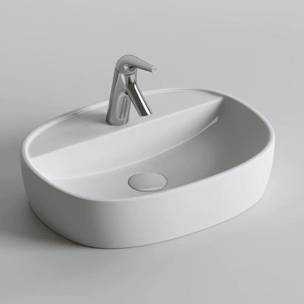 Раковина Ceramica Nova Element 50 см овальная CN6036 (детальная фотография), накладные (на столешницу), пристенные