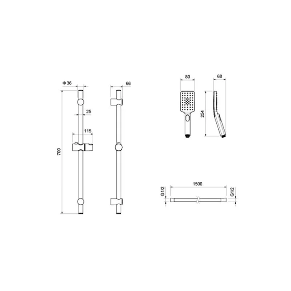 Душевой комплект Акватек Лира хром AQ1432CR (детальная фотография), хром