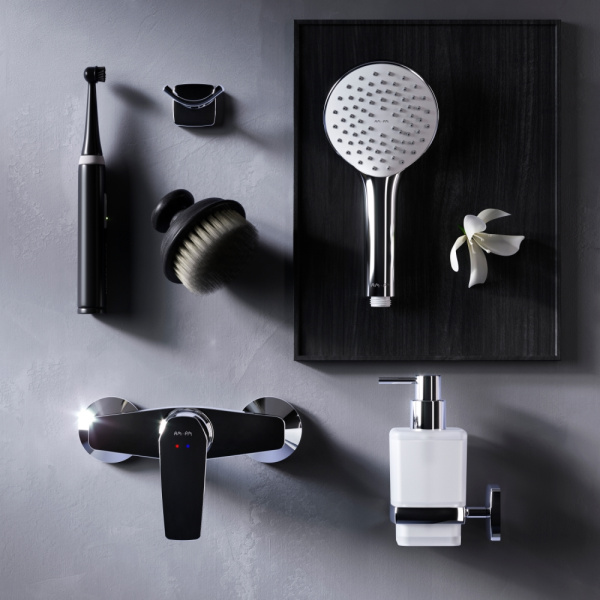 Смеситель для душа Am.Pm Gem хром F90A20000 (детальная фотография), с 2 монтажными отверстиями