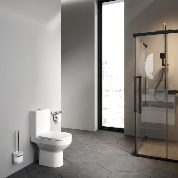 Унитаз компакт Am.Pm Spirit 2.0 безободковый C708600WH (детальная фотография), современные, hi-tech, круглые