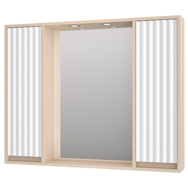 Зеркальный шкаф с подсветкой Brevita Balaton 100 см белый, бежевый BAL-04100-03-01 (детальная фотография)