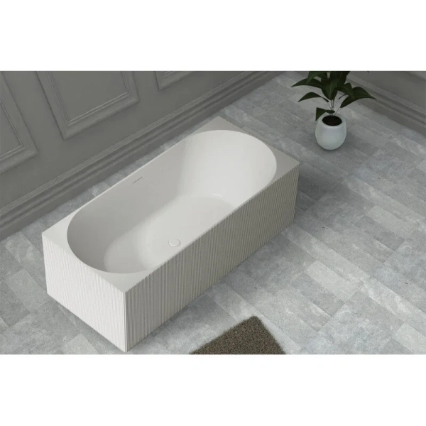 Ванна из искусственного камня Abber Stein 170х75 см белая матовая AS9603 (детальная фотография), современныe, hi-tech, декорированныe