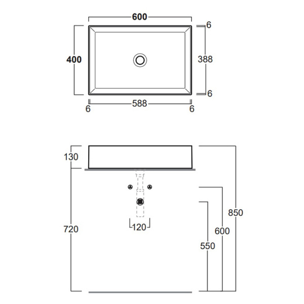 Схема (детальная фотография), в форме чаши, прямоугольной формы