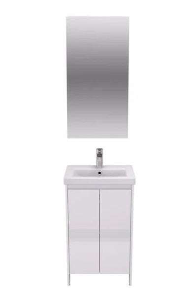 Тумба с раковиной напольная Velvex Klaufs tnKLA.50.2D-61 50 см с распашными дверцами (детальная фотография), моноблок