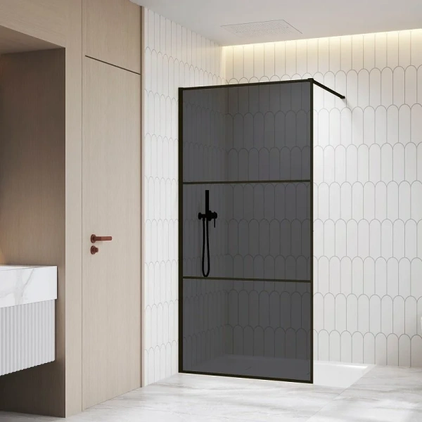 Душевая перегородка RGW Walk In WA-09B 120 см профиль черный, стекло тонированное 06100912-34 (детальная фотография)