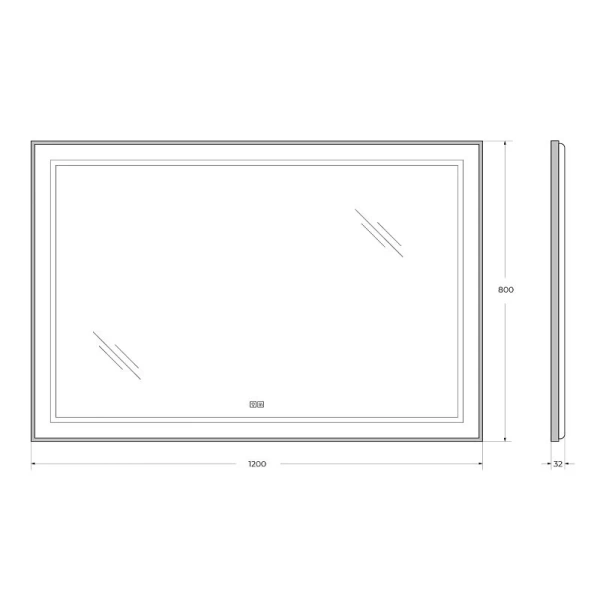 Зеркало с подсветкой BelBagno Kraft 120 см черное SPC-KRAFT-1200-800-LED-TCH-WARM-NERO (детальная фотография), в наличии