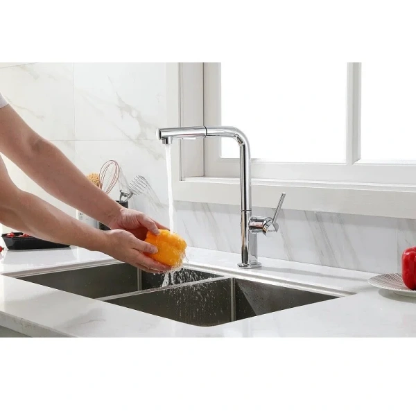 Смеситель для кухни Paulmark Neo хром Ne214419-CR (детальная фотография), на мойку, на столешницу