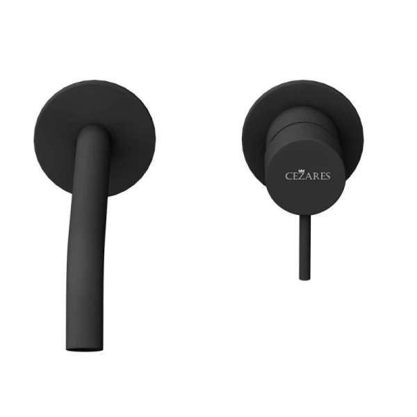 Смеситель для раковины Cezares Leaf чёрный матовый LEAF-BLI2-20-L-NOP (детальная фотография), скрытого монтажа, встраиваемые в стену