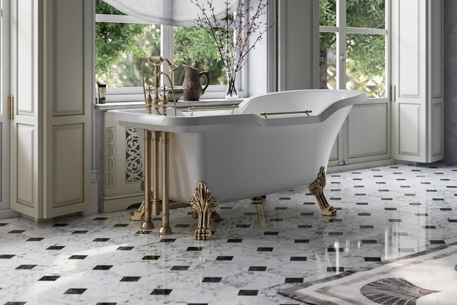 Ванна из искусственного камня Migliore Impero 180х87 см фурнитура бронза 26926 (детальная фотография), искусственный камень